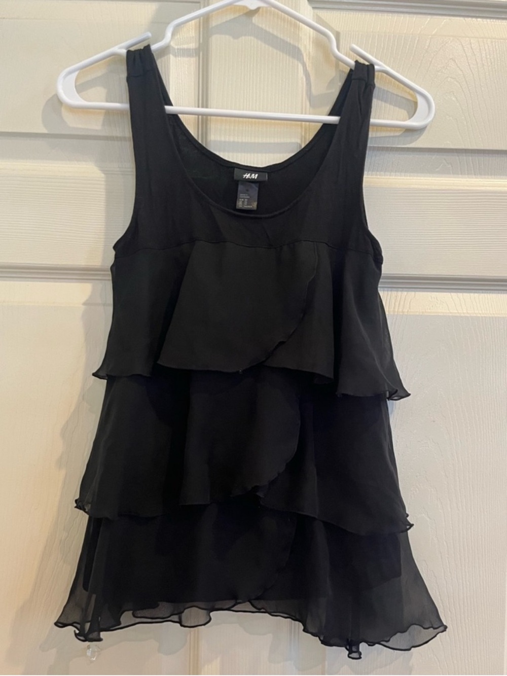 H&M Black Layered Ruffle Tank Top